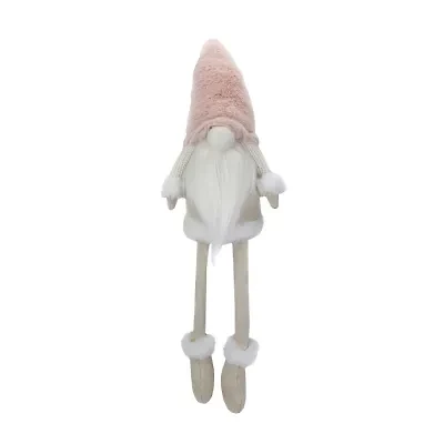 Northlight Sitting With Dangling Legs - 24in - Cream And Pink Christmas Gnome