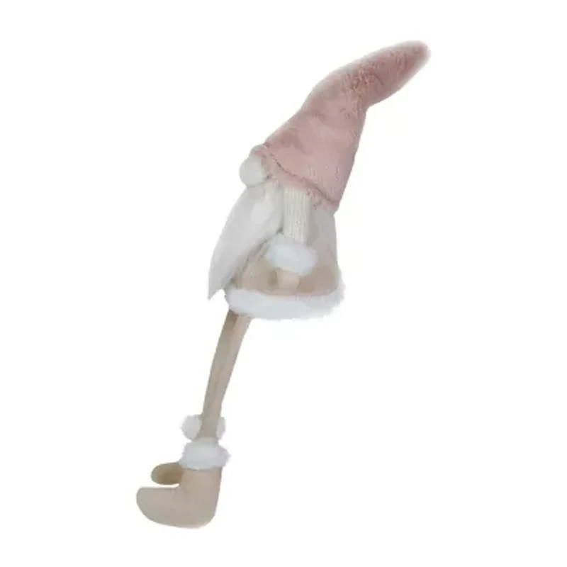 Northlight Sitting With Dangling Legs - 24in - Cream And Pink Christmas Gnome