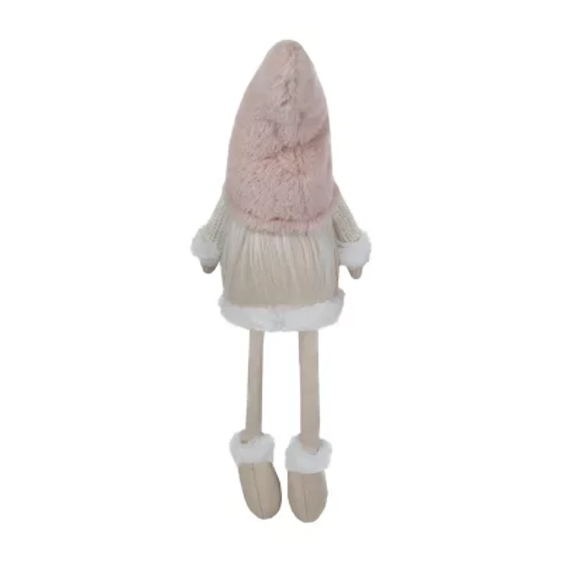 Northlight Sitting With Dangling Legs - 24in - Cream And Pink Christmas Gnome