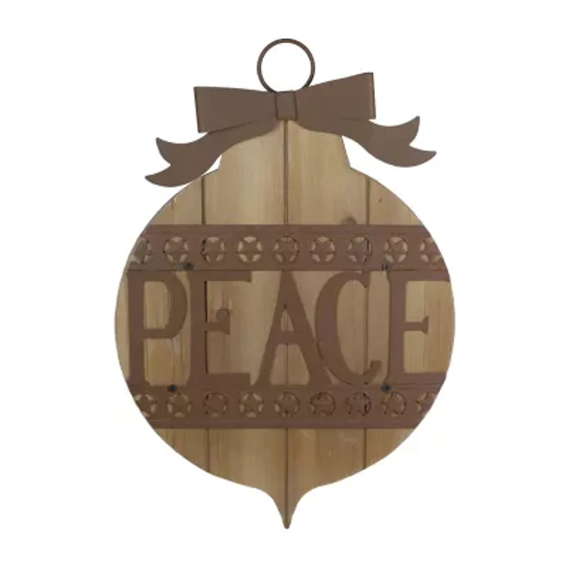 Northlight 17in Rustic Brown Peace Ornament Wall Sign