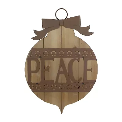 Northlight 17in Rustic Brown Peace Ornament Wall Sign