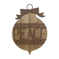 Northlight 17in Rustic Brown Peace Ornament Wall Sign