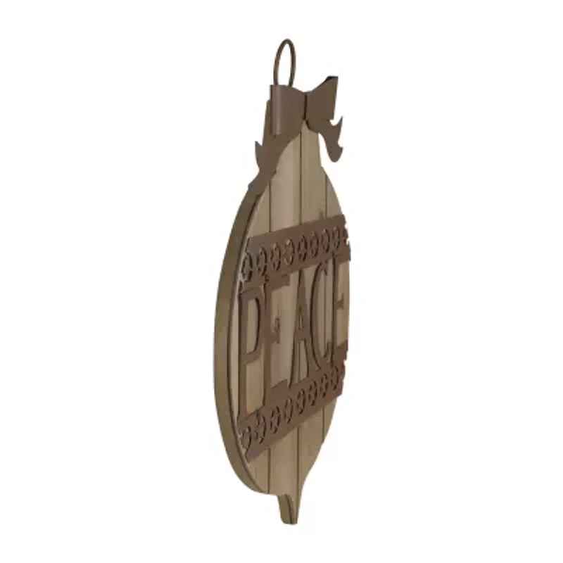 Northlight 17in Rustic Brown Peace Ornament Wall Sign