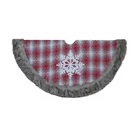 Northlight 48in Red And White Plaid With Snowflake Indoor Tree Skirt