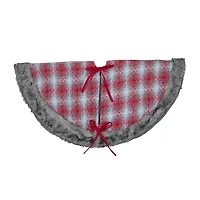 Northlight 48in Red And White Plaid With Snowflake Indoor Tree Skirt