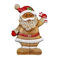 Northlight Led Lighted Gingerbread Santa With Candy Cane - 15in Christmas Figurine