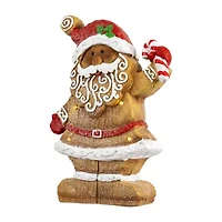 Northlight 15" Led Lighted Gingerbread Santa With Candy Cane Christmas Figurine