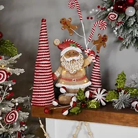 Northlight Led Lighted Gingerbread Santa With Candy Cane - 15in Christmas Figurine