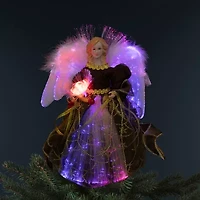 Northlight Color Changing Fiber Optic Angel - 12in - Brown Christmas Tree Topper