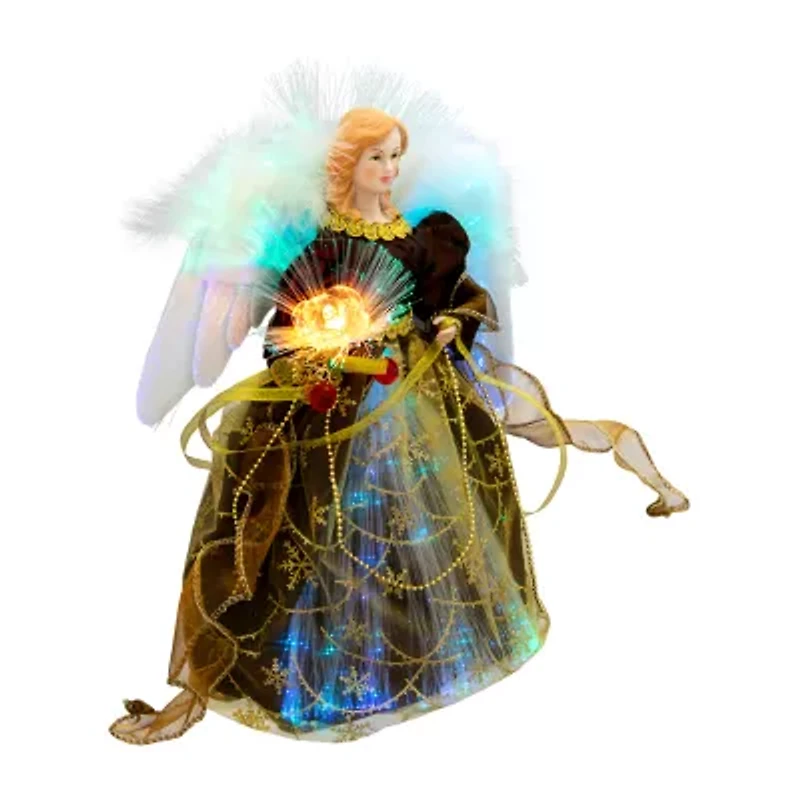 Northlight Color Changing Fiber Optic Angel - 12in - Brown Christmas Tree Topper