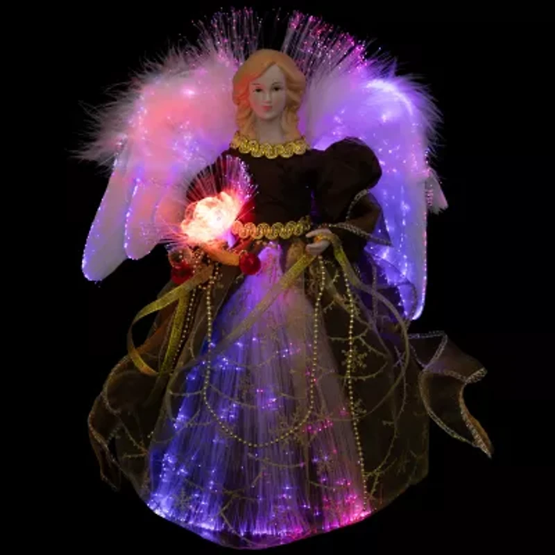 Northlight Color Changing Fiber Optic Angel - 12in - Brown Christmas Tree Topper