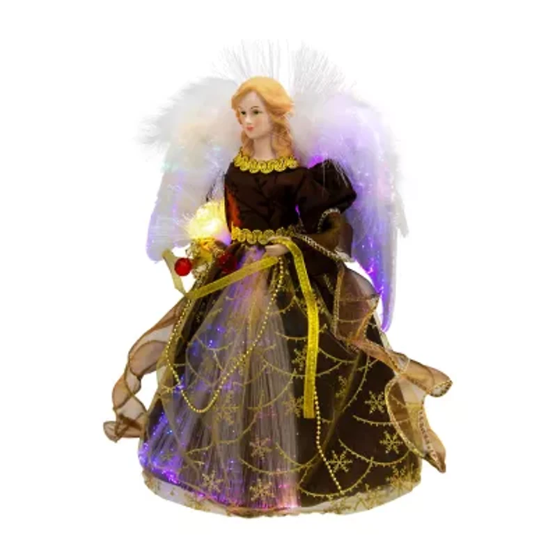 Northlight Color Changing Fiber Optic Angel - 12in - Brown Christmas Tree Topper