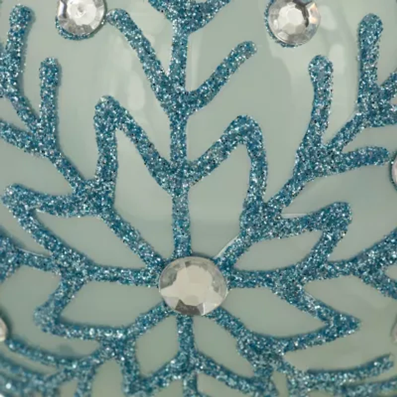Northlight Set Of 2 Light Blue Glittered And Jeweled Snowflake Glass Ball 4in Christmas Ornament