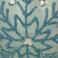 Northlight Set Of 2 Light Blue Glittered And Jeweled Snowflake Glass Ball 4in Christmas Ornament