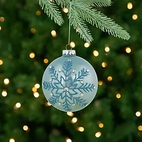 Northlight Set Of 2 Light Blue Glittered And Jeweled Snowflake Glass Ball 4in Christmas Ornament