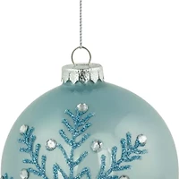 Northlight Set Of 2 Light Blue Glittered And Jeweled Snowflake Glass Ball 4in Christmas Ornament