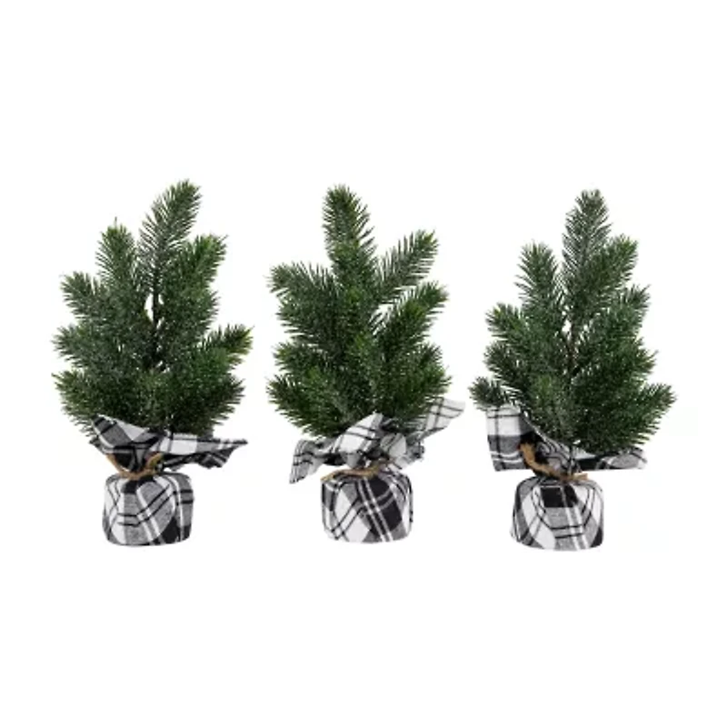 Northlight Mini Iced Pine - 10in - Set Of 3 1 Foot Pine Christmas Tree