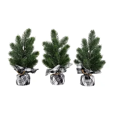 Northlight Mini Iced Pine - 10in - Set Of 3 1 Foot Pine Christmas Tree