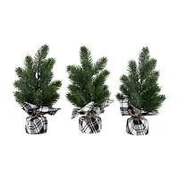 Northlight Mini Iced Pine - 10in - Set Of 3 1 Foot Pine Christmas Tree