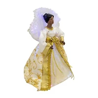 Northlight Lighted Fiber Optic African American Angel - 12in - Gold Christmas Tree Topper