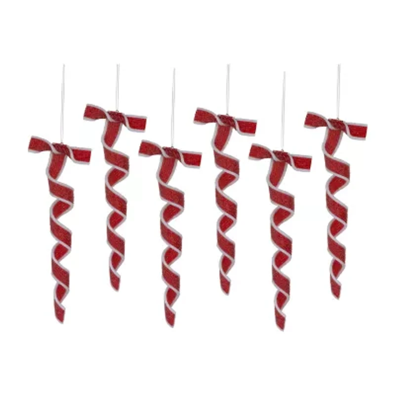 Northlight 9" 6ct Frosted Candy Twist Christmas Ornament