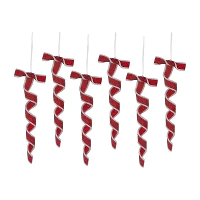 Northlight 9" 6ct Frosted Candy Twist Christmas Ornament