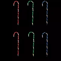 Northlight Lighted Candy Cane Pathway Markers - 28in - Green/Blue/Red - Set Of 6 Christmas Yard Art