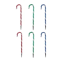 Northlight Lighted Candy Cane Pathway Markers - 28in - Green/Blue/Red - Set Of 6 Christmas Yard Art