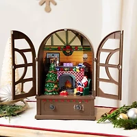 Northlight 12.5" Led Lighted And Musical Retro Radio With Santa Scene Plays Music Christmas Tabletop Decor