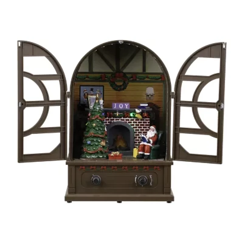 Northlight 12.5" Led Lighted And Musical Retro Radio With Santa Scene Plays Music Christmas Tabletop Decor