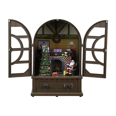 Northlight Led Lighted And Musical Retro Radio With Santa Scene - 12.5in Plays Music Christmas Tabletop Decor