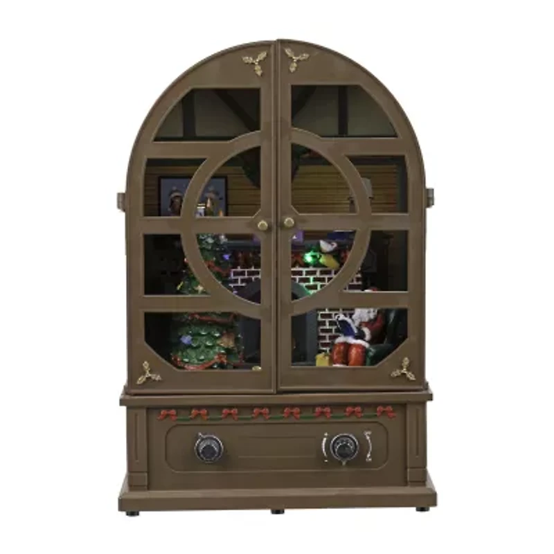 Northlight 12.5" Led Lighted And Musical Retro Radio With Santa Scene Plays Music Christmas Tabletop Decor