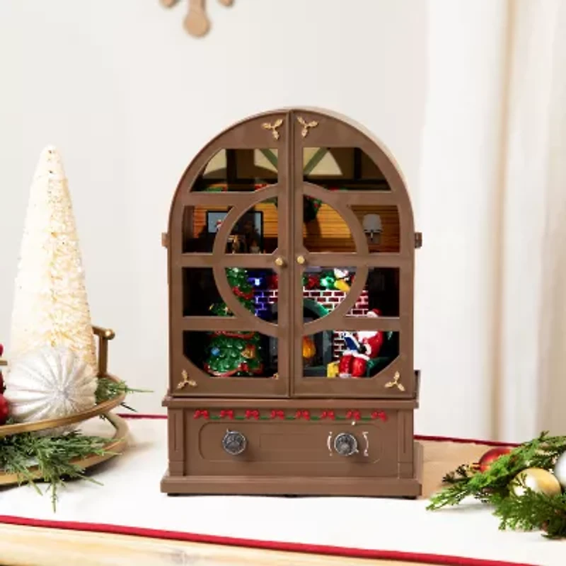 Northlight 12.5" Led Lighted And Musical Retro Radio With Santa Scene Plays Music Christmas Tabletop Decor