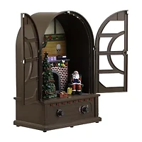 Northlight 12.5" Led Lighted And Musical Retro Radio With Santa Scene Plays Music Christmas Tabletop Decor