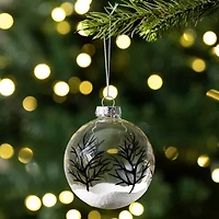 Northlight Frosted Winter Tree Glass Ball 3.25in (80mm) - 4ct Christmas Ornament