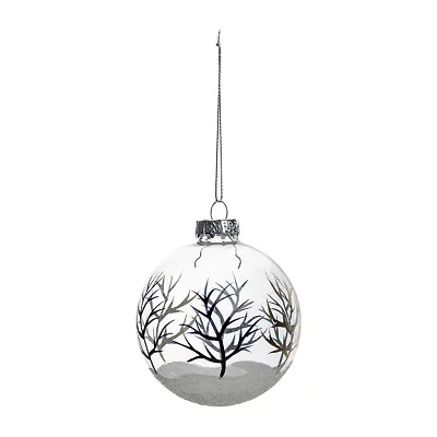Northlight Frosted Winter Tree Glass Ball 3.25in (80mm) - 4ct Christmas Ornament