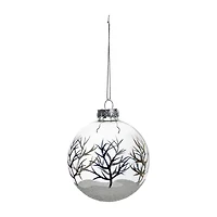 Northlight Frosted Winter Tree Glass Ball 3.25in (80mm) - 4ct Christmas Ornament