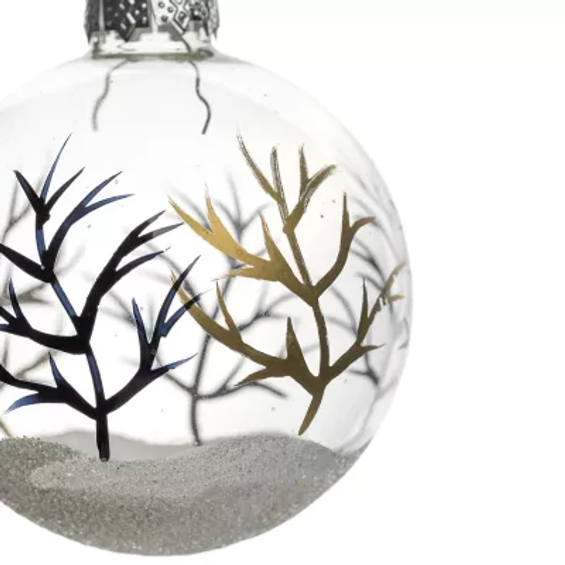 Northlight Frosted Winter Tree Glass Ball 3.25in (80mm) - 4ct Christmas Ornament