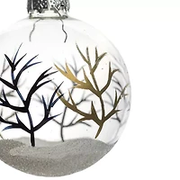 Northlight Frosted Winter Tree Glass Ball 3.25in (80mm) - 4ct Christmas Ornament