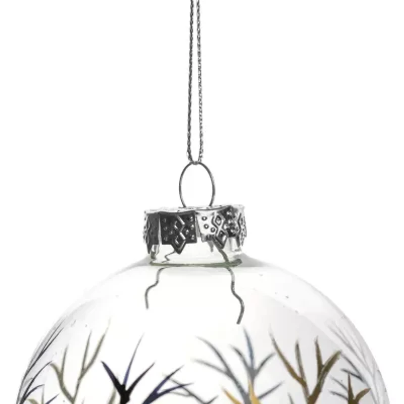 Northlight Frosted Winter Tree Glass Ball 3.25in (80mm) - 4ct Christmas Ornament