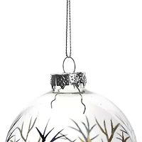 Northlight Frosted Winter Tree Glass Ball 3.25in (80mm) - 4ct Christmas Ornament