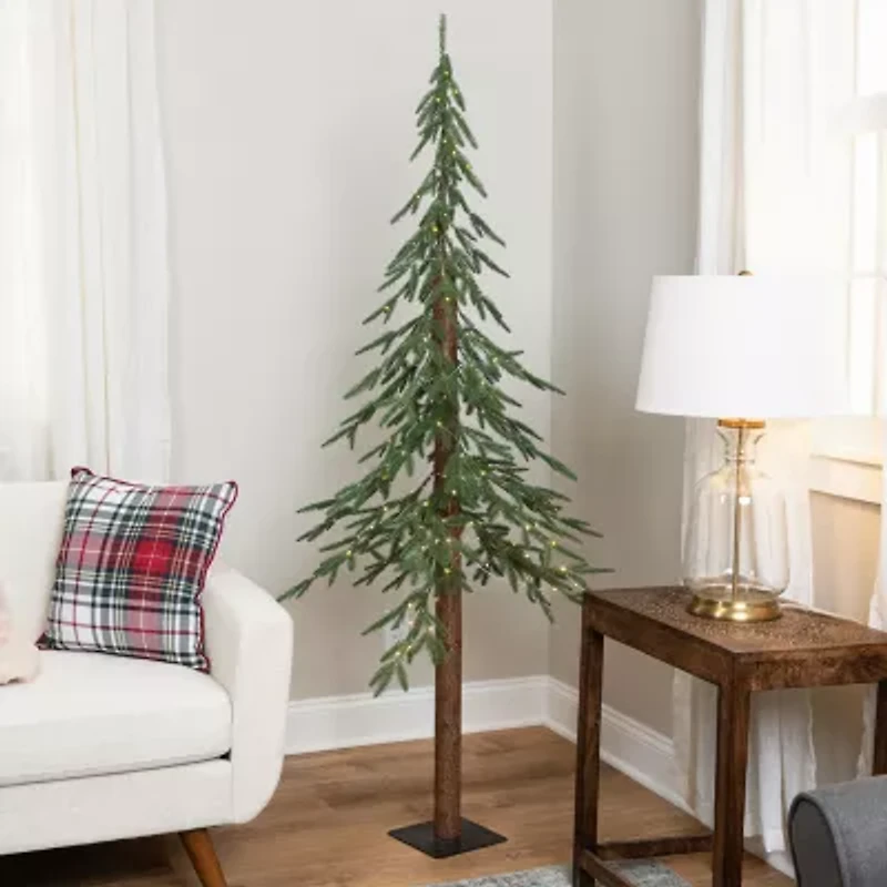 Northlight Pre-Lit Medium Alpine - 6ft - Clear Led Lights 6 Foot Pine Christmas Tree