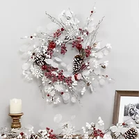Northlight 24" Berries And Snowflakes Artificial Wreath