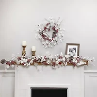 Northlight Berries And Snowflakes - 24in - Red And White - Unlit Wreath