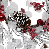Northlight Berries And Snowflakes - 24in - Red And White - Unlit Wreath