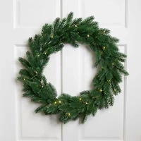 Northlight Pre-Lit B/O Lush Pine - 24in - Clear Lights Wreath