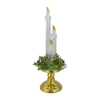 Northlight 14.5" Lighted Water Candle With Foliage And Berries Flameless Candle