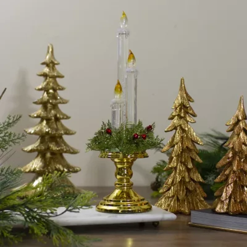 Northlight 14.5" Lighted Water Candle With Foliage And Berries Flameless Candle