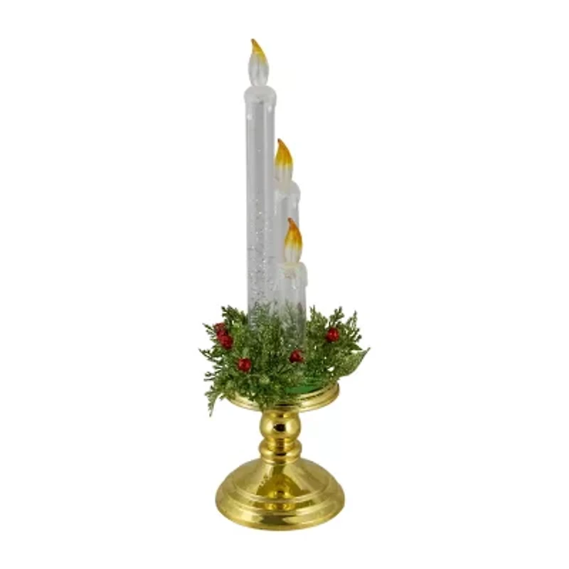 Northlight 14.5" Lighted Water Candle With Foliage And Berries Flameless Candle
