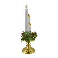 Northlight 14.5" Lighted Water Candle With Foliage And Berries Flameless Candle